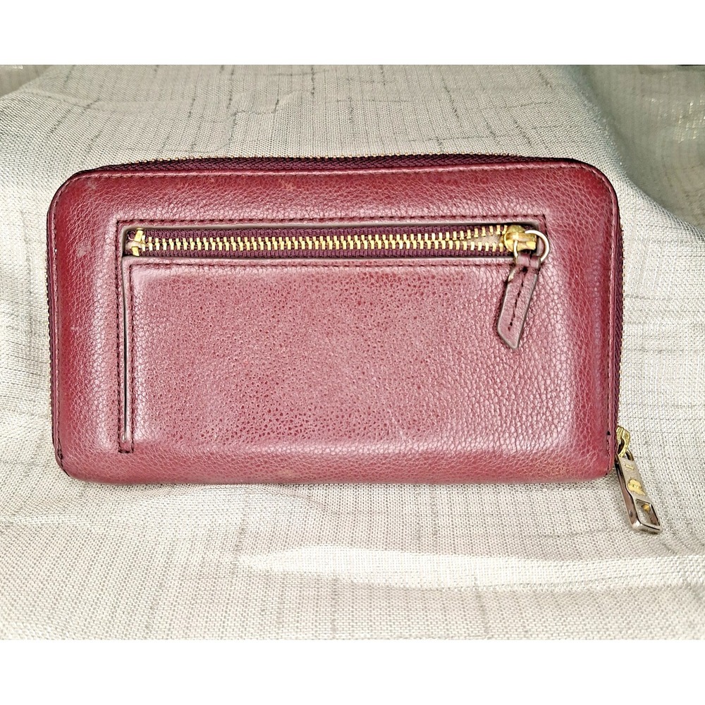 Fossil Tiegan Vintage Dark‎ Maroon Leather Organized Billfold Wallet W/ Clutch